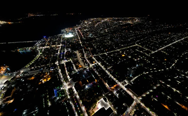 Novorossiysk Rusia Parte Central Ciudad Vista Aérea Por Noche —  Fotos de Stock