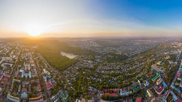 Stawropol Russland Luftaufnahme Des Stadtzentrums Bei Sonnenuntergang Sturz — Stockfoto