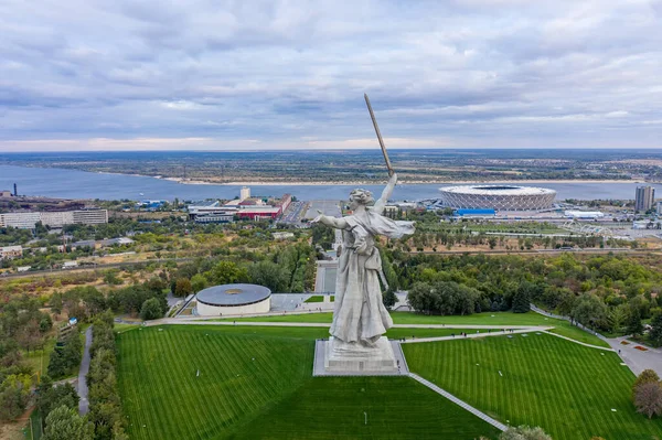 Volgograd Oroszország Szeptember 2020 Hazai Hívások Rotor Stadion Kurgan Mamajev — Stock Fotó