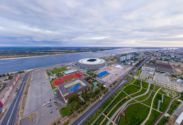 Volgograd ロシア 2020年9月19日 Rotor Stadium 日没時の空中風景 — ストック写真