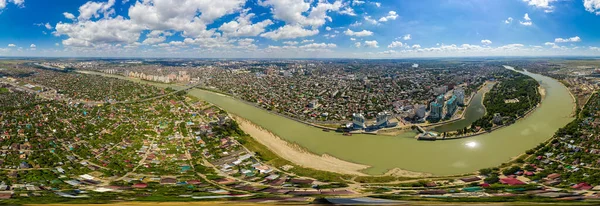 Krasnodar Russia August 2020 Aerial Panorama Krasnodar Summer Kuban River — Stock Photo, Image