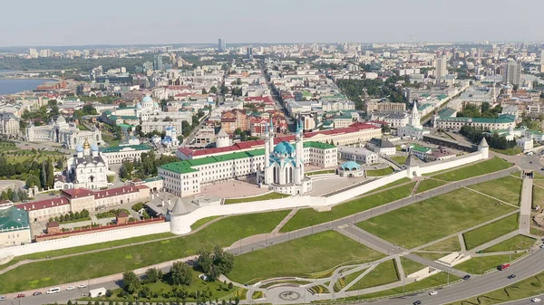 俄罗斯 喀山克里姆林宫的空中景观 Kul Sharif清真寺 Aerial View — 图库照片