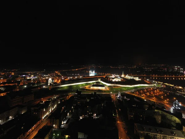 Kazan Oroszország Kazanyi Kreml Légi Képe Éjszaka — Stock Fotó