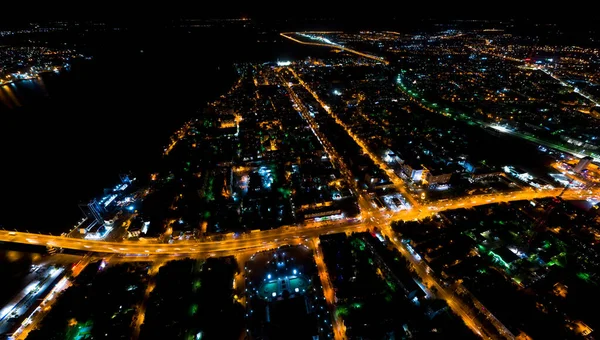 Astrakhan Russia Aerial View City Night Street Lights — Stock Photo, Image