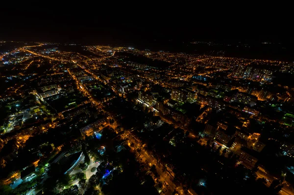 Σταυρούπολη Ρωσία Αεροφωτογραφία Του Κέντρου Της Πόλης Νύχτα Φωτισμός Πόλης — Φωτογραφία Αρχείου