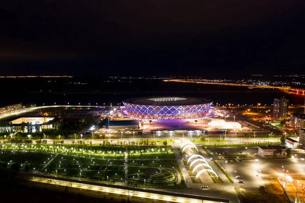 Volgograd Russia September 2020 Rotor Stadium Aerial View Night — Stock Photo, Image