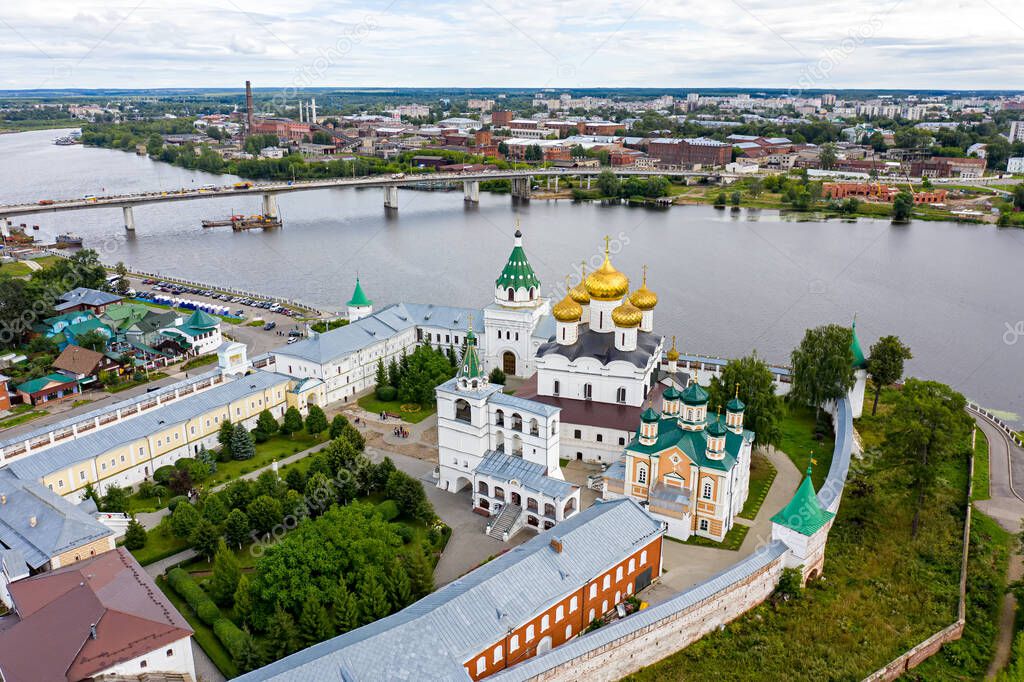 Russia, Kostroma. Holy Trinity Ipatievsky Monastery in Kostroma. Aerial view