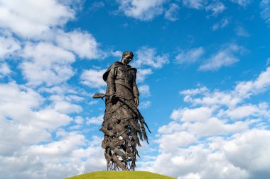 Rzhev, Rusya - 19 Ağustos 2020: Rzhev Anıtı Sovyet Askerine