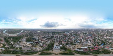 Krasnodar, Rusya - 27 Ağustos 2020: Şehrin yaz havası. Panorama 360