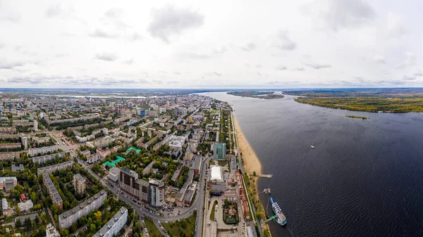 Самара Росія Берег Волги Пляжем Осінній Пейзаж Вид Повітря — стокове фото