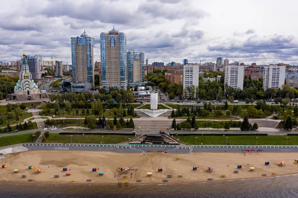 Samara Rusia September 2020 Penggalangan Dana Sungai Volga Monumen Ladya — Stok Foto