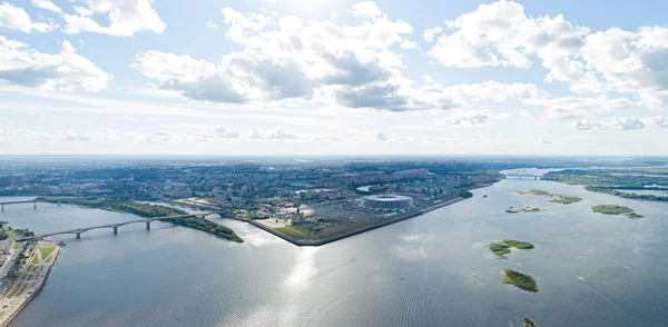 Nizhny Novgorod Rusya Şehrin Panorama Oka Volga Nehirlerinin Birleştiği Yer — Stok fotoğraf