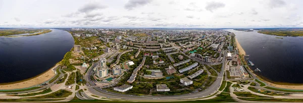 Samara Russland Wolga Ufer Mit Einem Strand Herbstlandschaft Luftaufnahme Panorama — Stockfoto