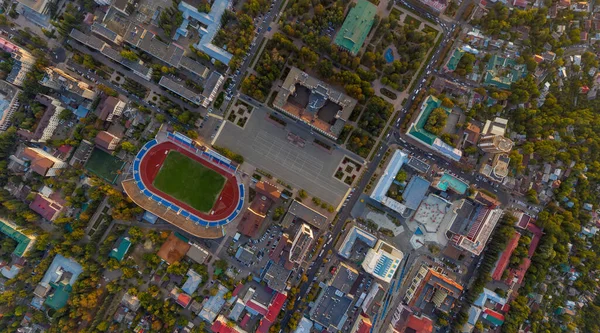 Stavropol Rússia Vista Aérea Centro Cidade Durante Pôr Sol Queda — Fotografia de Stock