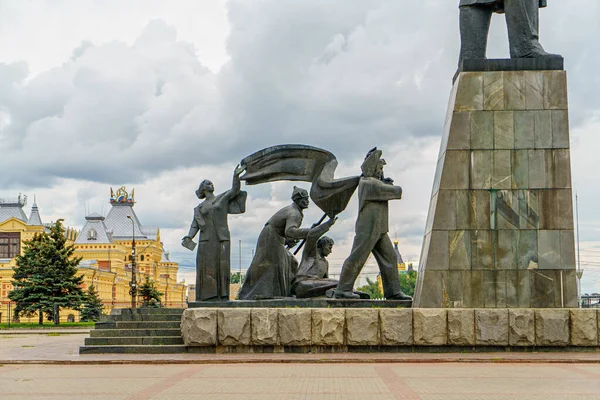 Nizhny Novgorod Rusya Ağustos 2020 Anıtı Lenin Lenin Meydanı — Stok fotoğraf