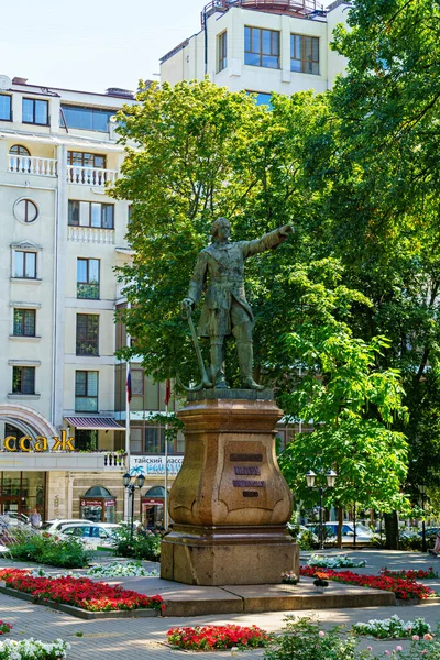 Voronezh Russia August 2020 Monument Emperor Peter Great Peter Square — Stock Photo, Image