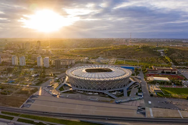 Wołgograd Rosja Września 2020 Stadion Rotor Mamayev Kurgan Widok Lotu — Zdjęcie stockowe