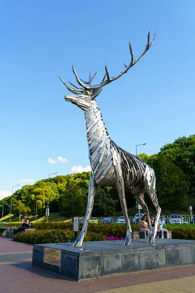 Nizhny Novgorod Russia August 2020 Sculpture Deer Embankment — Stock Photo, Image
