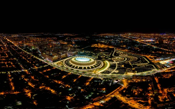 克拉斯诺达尔 俄罗斯 2020年8月26日 克拉斯诺达尔 Krasnodar 克拉斯诺达尔市同名俱乐部的足球场 Krasnodar公共公园 Galitsky公园 夜间航拍 — 图库照片