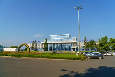 Kazan, Rusya - 6 Ağustos 2020: Kazan 'daki nehir limanı