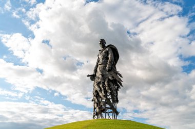 Rzhev, Rusya - 19 Ağustos 2020: Rzhev Anıtı Sovyet Askerine