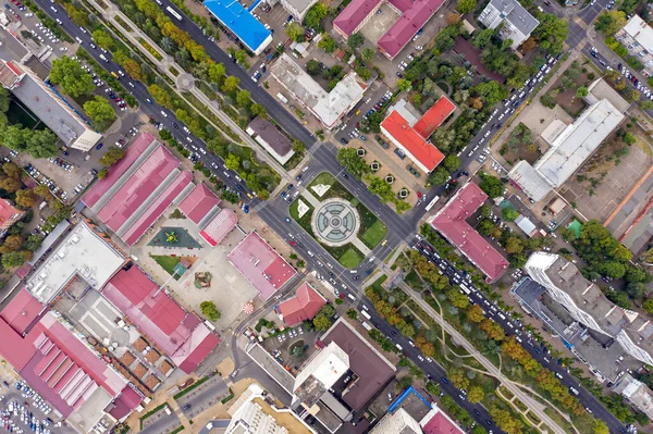 Krasnodar Russia August 2020 Summer Aerial View City Red Street — Stock Photo, Image