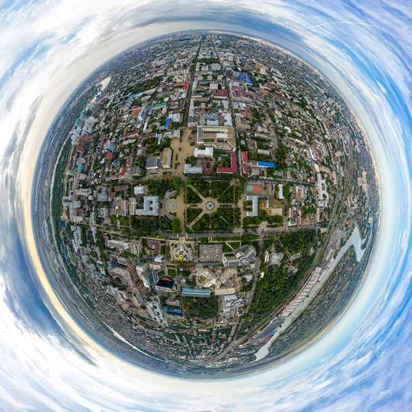 Krasnodar Rusya Ağustos 2020 Yazın Havadan Şehir Ekaterinsky Meydanı 360 — Stok fotoğraf
