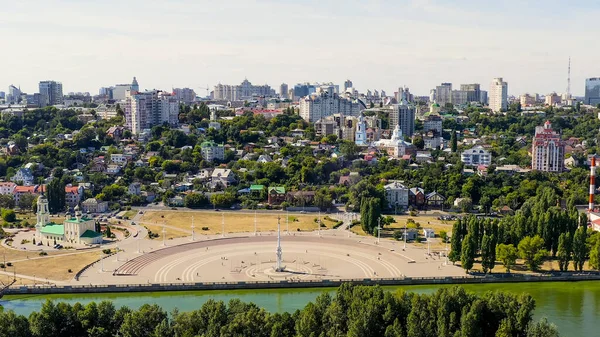 Voronezh Rússia Praça Admiralteyskaya Rio Voronezh Embankment Vista Aérea — Fotografia de Stock