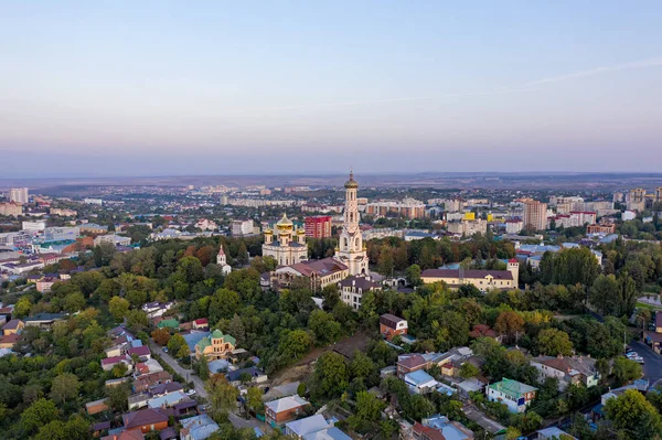 Stawropol Russland Kathedrale Der Gottesmutterikone Von Kasan Luftaufnahme Bei Sonnenuntergang — Stockfoto