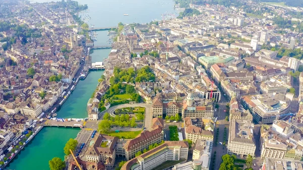 Zürich Schweiz Der Zentrale Teil Der Stadt Luftaufnahme Sommer — Stockfoto