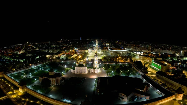 Tula Rússia Kremlin Vista Aérea Noturna Catedral Assunção Tula Kremlin — Fotografia de Stock