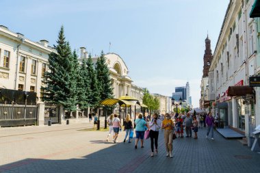 Kazan, Rusya - 5 Ağustos 2020: Bauman Caddesi