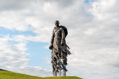 Rzhev, Rusya - 19 Ağustos 2020: Rzhev Anıtı Sovyet Askerine