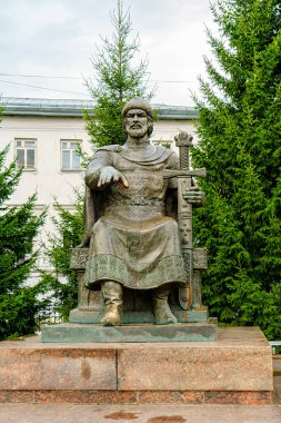 Kostroma, Rusya - 12 Ağustos 2020: Yuri Dolgoruky Anıtı