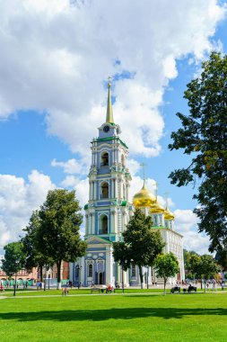Tula, Rusya - 22 Ağustos 2020: Kutsal Bakire Meryem 'in Tula Kremlin' de Varsayımı Katedrali. Tula Kremlin