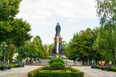 Krasnodar, Rusya - 27 Ağustos 2020: Catherine II. Catherine Meydanı