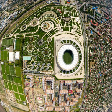 Krasnodar, Rusya - 27 Ağustos 2020: Krasnodar Stadyumu. Halk parkı, Krasnodar. Hava görünümü