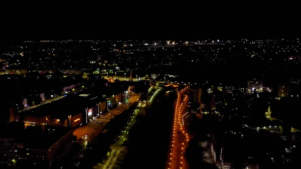 Ivanovo Rusia Agosto 2020 Vuelo Nocturno Sobre Centro Ciudad Ivanovo — Foto de Stock