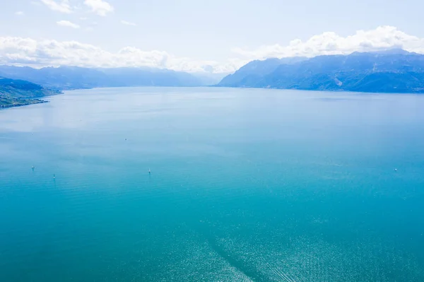 Lausanne Switzerland Lake Geneva Aerial Panorama Summer — Stock Photo, Image