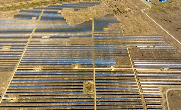 Stavropol Russie Village Staromaryevka Grande Centrale Solaire Russie Vue Aérienne — Photo