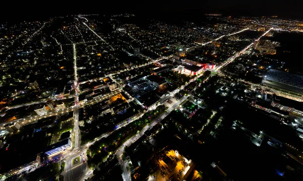 ロシアのノヴォロシスク 街の中心部 夜の空中風景 — ストック写真
