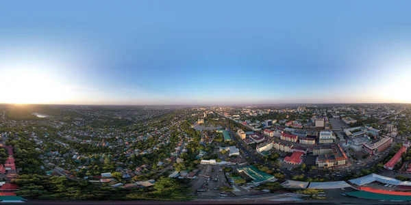 Stawropol Russland September 2020 Luftaufnahme Des Stadtzentrums Bei Sonnenuntergang Panorama — Stockfoto