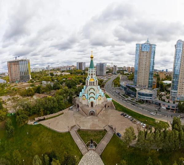 Samara Russia September 2020 Cathedral Sophia Wisdom God Volga River — Stock Photo, Image
