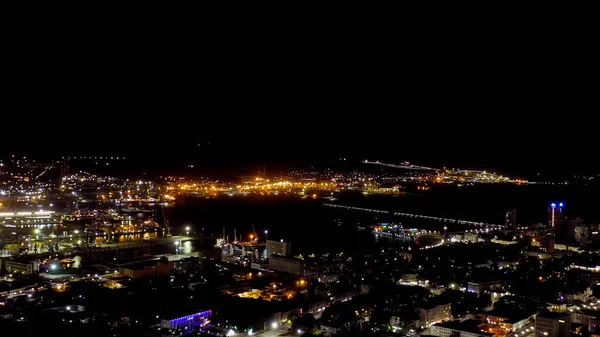 Novorossiysk Rússia Porto Novorossiysk Noite Luzes Nocturnas Baía Tsemesskaya Mar — Fotografia de Stock