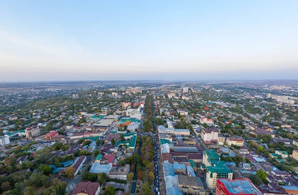 Stavropol Rusia Vista Aérea Del Centro Ciudad Atardecer Caída —  Fotos de Stock