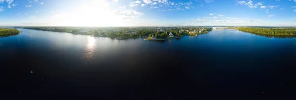 Uglich Rússia Panorama Aterro Rio Volga Central Hidrelétrica Uglich Gateway — Fotografia de Stock