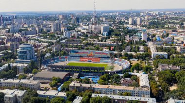 Voronezh, Rusya - 23 Ağustos 2020: Ticaret Sendikaları Merkez Stadyumu, Hava Görünümü  