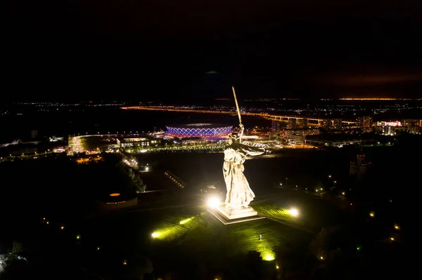 Wołgograd Rosja Września 2020 Mamajew Kurgan Ojczyzna Wzywa Stadion Rotor — Zdjęcie stockowe