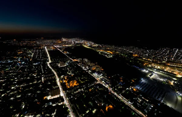 Novorossiysk Rússia Parte Central Cidade Vista Aérea Noite — Fotografia de Stock