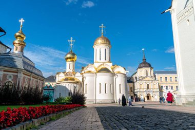 Sergiev Posad, Rusya - 19 Ağustos 2020: Radonezh Nikon Kilisesi. Kutsal Üçlü Serius Lavra